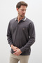 Embroidered Half-Button Polo Collar Modal Sweatshirt - 7