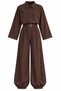 Brown Snap Fastener Modal Shirt and Belted Shalwar Trousers Set - 2Y8396