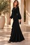 Women's Long Sleeve Ruffle Fishtail Crepe Evening Dress for Wedding Henna Engagement - 2