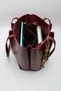 Women's Burgundy Large Size Zippered Hand, Arm and Shoulder Bag with Laces and Buckle Charms - 5