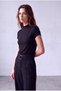 Women's Black Viscose Half Turtleneck Short Sleeve Double Sleeve Detailed Blouse Donna