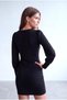 Women's Black Cotton Crew Neck Long Balloon Sleeve Dress with Long Cuff Detail Pauline - 3