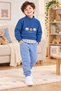 Boy's Plaid Detailed Sweatshirt and Pants 3 Thread 2-Piece Set - 4