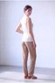 Women's Off-White Textured Fabric Half Turtleneck Sleeveless Fabric with Vertical Distinctive Lines B Jane - 2