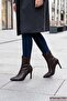 Kimberly Brown Stretch Pointed Toe Zippered Thin Heeled Casual Boots - 2