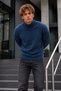 Winter Men's High Collar Casual Blue Sweatshirt - 3