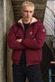 Men's Hooded Stylish Winter Pocketed Long Sporty Burgundy Fur Raincoat - 4