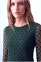 Emerald Color Women's Emerald Color Tulle Crew Neck Long Sleeve Blouse with Front Lining Salome - 3