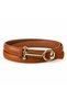 Brown Genuine Leather Women's Belt with Key Buckle