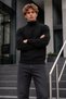 Winter Men's High Collar Casual Black Sweatshirt - 6