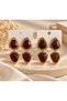 Women's Gold Detailed Stone Dangle Earrings – Stylish Evening Dress Earrings with Burgundy and Brown Color Options - 2