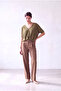 Women's Khaki Single Jersey Draped V-Neck 2/4 Sleeve Gathered Front Blouse Tegan - 2