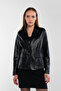 Women's Genuine Leather Black Leather Coat - 4