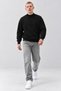 Men's Oversize Stand Collar Basic Black Sweater - 3
