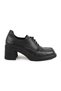 Women's Shoes L031.26108121K Black Genuine Antique Leather Lace-Up Mirror Toe High Thick Block - 2