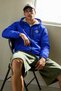 Men's Hooded Zippered Long Winter Raincoat with Side Pockets, S. Blue Fur Raincoat