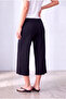 Women's Navy Blue Viscose Draped Wide-Leg Pants with Pockets Mya - 2