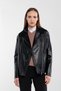 Women's Genuine Leather Black Leather Coat - 6