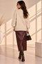 Women's Beige Melange Oversize Knitwear Sweater Crew Neck Loose Cut - 7
