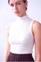 Women's Ecru Viscose Camisole High Neck Sleeveless T-Shirt Sabrina - 3