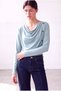 Mint Women's Mint Viscose Draped Collar Long Sleeve Button Detailed Blouse Felicia - 3