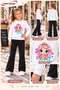Winter, Spring, and Autumn Girls' Black Spanish Flared Bottoms and White Sweat Top - 2