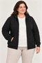 Oversized plus size three-thread fleece-lined hooded full-zip winter sweatshirt - black - 2
