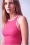 Fuchsia Women's Fuchsia Cotton Camisole Crew Neck Sleeveless Colorful Piping Detailed Tank Top Summer - 2