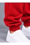 Unisex Children's Red Sweatpants 3-Yarn, Non-Fluffy, 100% Cotton Product (4 Seasons) - 5