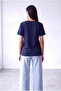 Women's Navy Blue Cotton V-Neck Short Sleeve Blouse Piper - 2