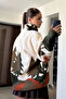 Pine Tree Patterned Half Zipper Sweatshirt Dark Green - 3
