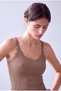 Sand Color Women's Sand Color Viscose Ribbed Strap Sleeveless T-Shirt with Lace Detail at the Neckline Mabel - 2