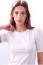 Women's White Modal / Cotton Blend Crew Neck Short Balloon Sleeve T-Shirt Aoife - 3