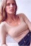 Powder Women's Powder Cotton Wide Crew Neck 3/4 Sleeve Deep V Back Low-Cut Gathered Blouse Carmel - 4