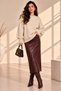 Women's Beige Melange Oversize Knitwear Sweater Crew Neck Loose Cut - 2