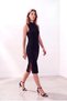 Women's Black Viscose Camisole High Neck Sleeveless Deep Side Slit Tunic Blouse Pearl