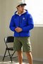 Men's Hooded Zippered Long Winter Raincoat with Side Pockets, S. Blue Fur Raincoat - 3