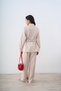 Women's Shoulder Padded Snap Detail Belted Waist Suit Cream - 5