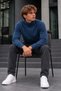 Winter Men's High Collar Casual Blue Sweatshirt - 5