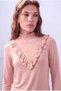 Gül Kurusu Women's Gül Kurusu Viscose Half Turtleneck Long Sleeve Blouse with V Ruffle Detail on the Front Zane - 5