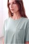 Women's Aqua Green Cotton Crew Neck Short Sleeve Drop Shoulder Relaxed Fit Sweatshirt with Pocket Detail Vivienne - 2