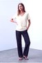 Women's Off-White Cotton V-Neck Short Sleeve Blouse Piper - 2