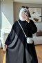 Double Suit with Ribbed Front Slit Detail in Black - 3