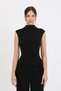 Women's Black Half Fisherman Zero Sleeve Soft Knitted Blouse - H6178 - 3