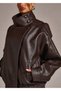 Women's Zr Model High Collar Vein Patterned Soft Fabric Water Repellent Women's Viral Oversize Leather Jacket Coat - 5