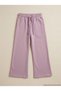 Girls' Tracksuit Set Stitch Patterned 100% Cotton Pink Powder Color Wide Leg 2-Piece Sports Set Stylish Combination - 4