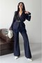 Women's Sleeves Lace Detailed Jacket Trousers Suit Navy Blue - 6