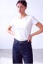 Women's White Viscose Blend Crew Neck Short Sleeve T-Shirt Suzanne