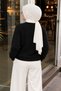 Hakim Yaka Soft Textured Knitwear Sweater Tsd260349 Black - 5
