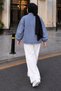 Hakim Lapel Collar Double Pocket Denim Jacket Tsd260302 Light Blue - 6